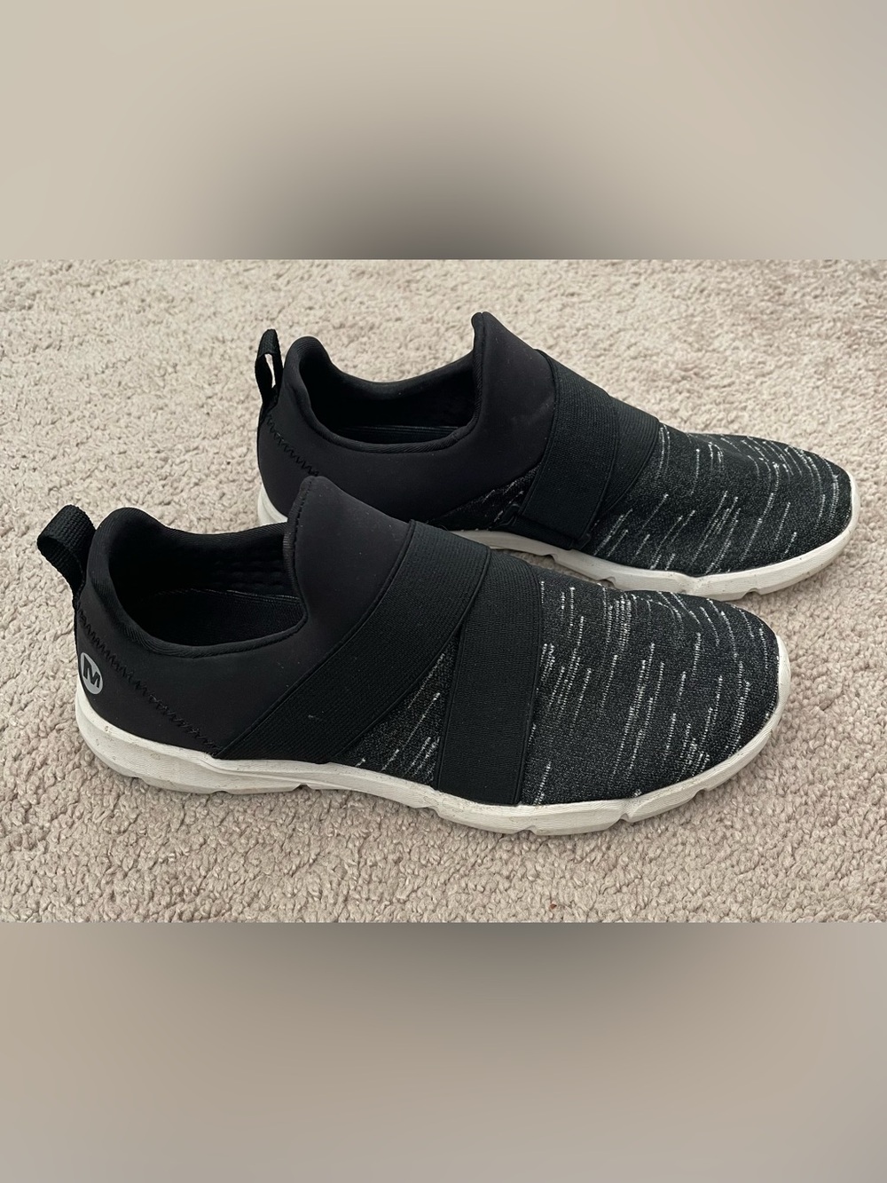 Merrell Slip-On Athletic Shoes in Black and White
